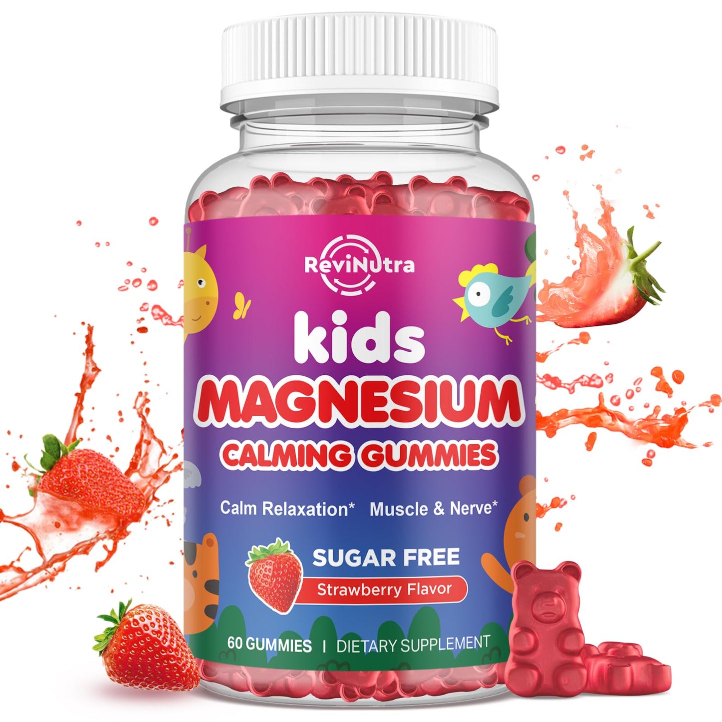 ReviNutra Magnesium Gummies for Kids - Magnesium Glycinate Gummies with L-Theanine, Chamomile, Vitamin B6, D for Kids & Adults Sleep - Maple Wellness Supplements