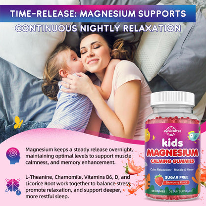 ReviNutra Magnesium Gummies for Kids - Magnesium Glycinate Gummies with L-Theanine, Chamomile, Vitamin B6, D for Kids & Adults Sleep - Maple Wellness Supplements