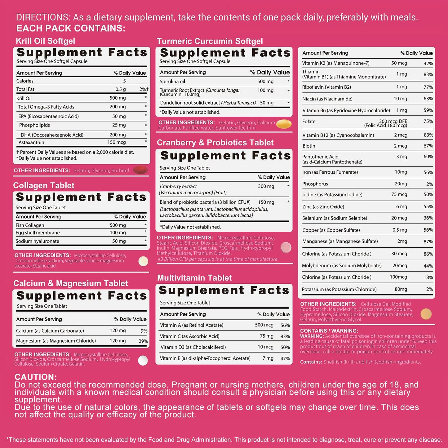 RevitaPlus Multivitamin for Women with Vitamin A,B,C,D3,E,K2,Biotin, Collagen,Krill Oil,Cranberries Supports Energy,Wellness,Beauty and Immune - Vitamin Packs for Women Health 30 Packs - Maple Wellness Supplements