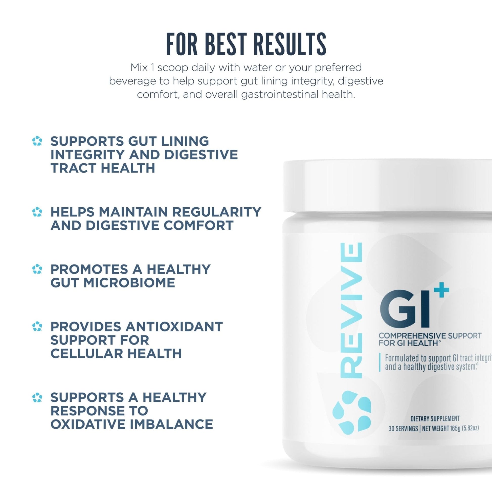 Revive MD Digestive Health Supplement, GI Plus (30 Servings) - Supports Gut Health for Women & Men - Promotes Regularity & Bowel Function - Maple Wellness Supplements