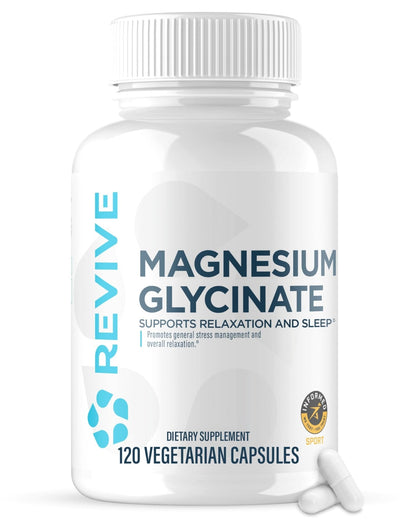 Revive MD Pure Magnesium Glycinate 200mg – High Absorption Supplement for Relaxation, Stress Relief, Sleep & Memory Support – Promotes Strong Bones - Maple Wellness Supplements