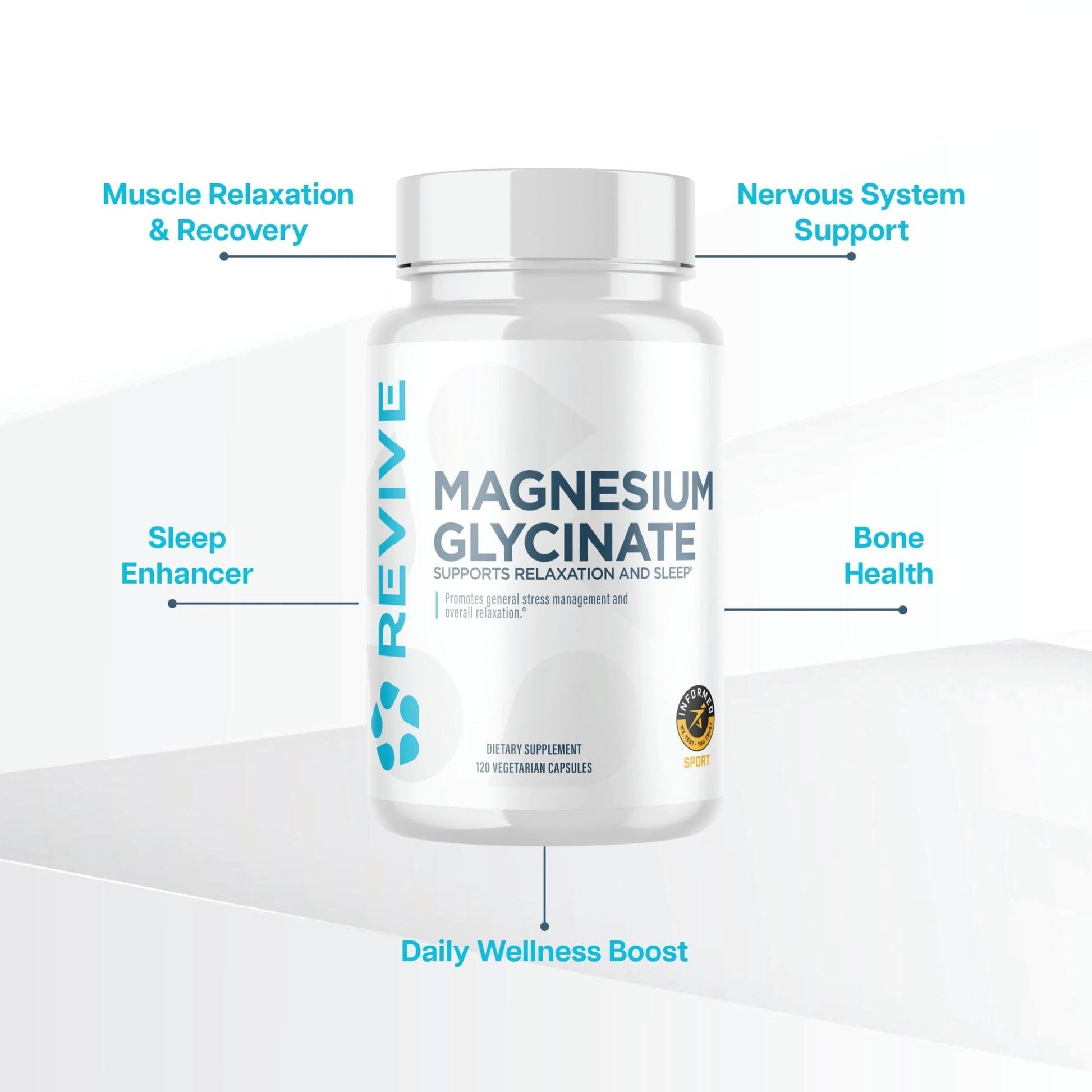 Revive MD Pure Magnesium Glycinate 200mg – High Absorption Supplement for Relaxation, Stress Relief, Sleep & Memory Support – Promotes Strong Bones - Maple Wellness Supplements