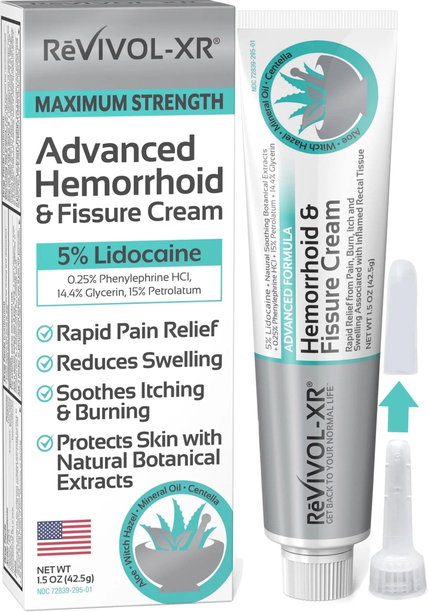 REVIVOL-XR Advanced Hemorrhoid Treatment. 5% Lidocaine + Shrinks + Protects Skin + Aloe + Witch Hazel + Botanicals, External & Internal Use. Most Complete OTC Ointment + Fissure Cream. Made in USA. - Maple Wellness Supplements