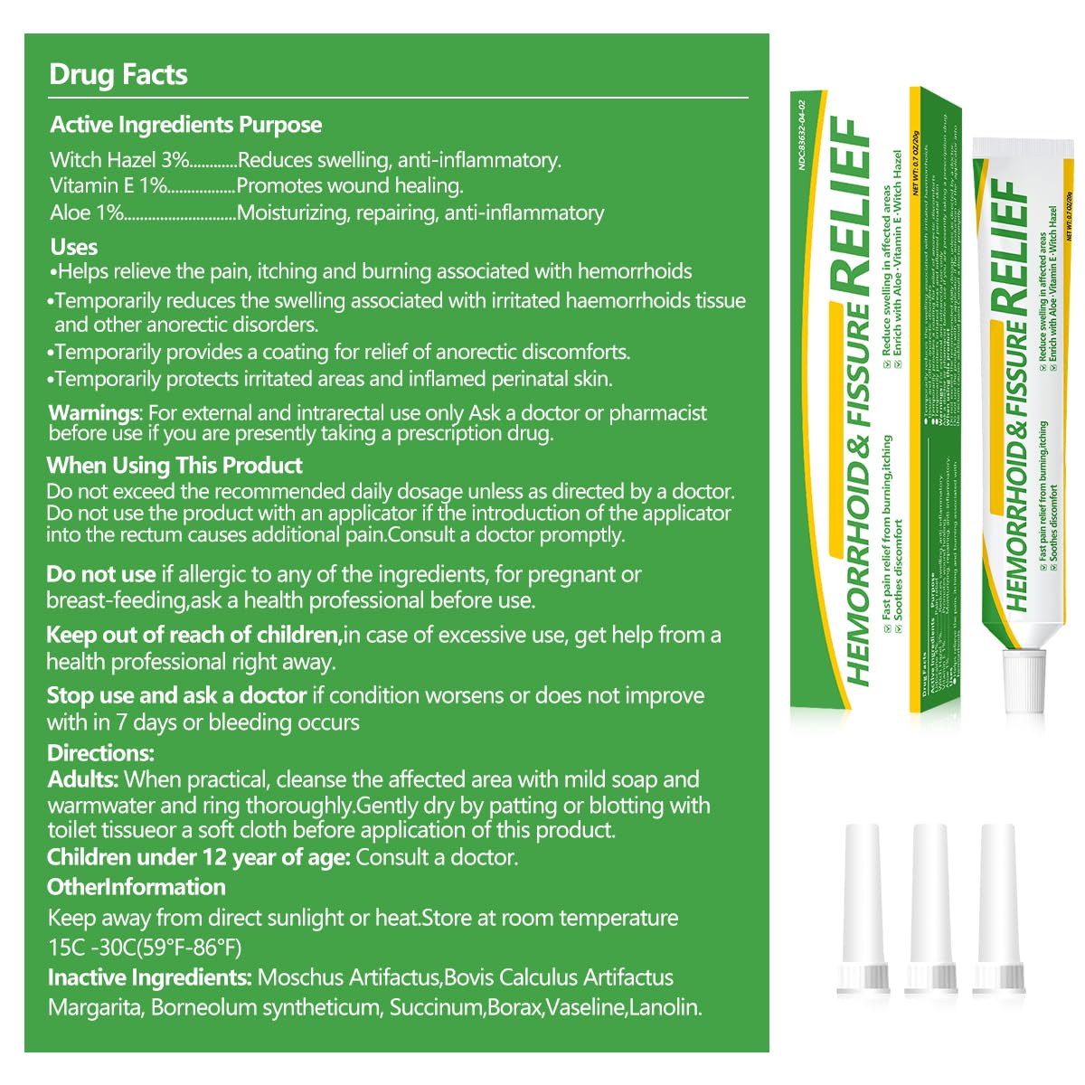 RHAICARE Hemorrhoid and Fissure Treatment Cream,Hemorrhoidal Ointment for Fast Acting Itch, Swelling, and Maximum Strength Pain Relief - Maple Wellness Supplements