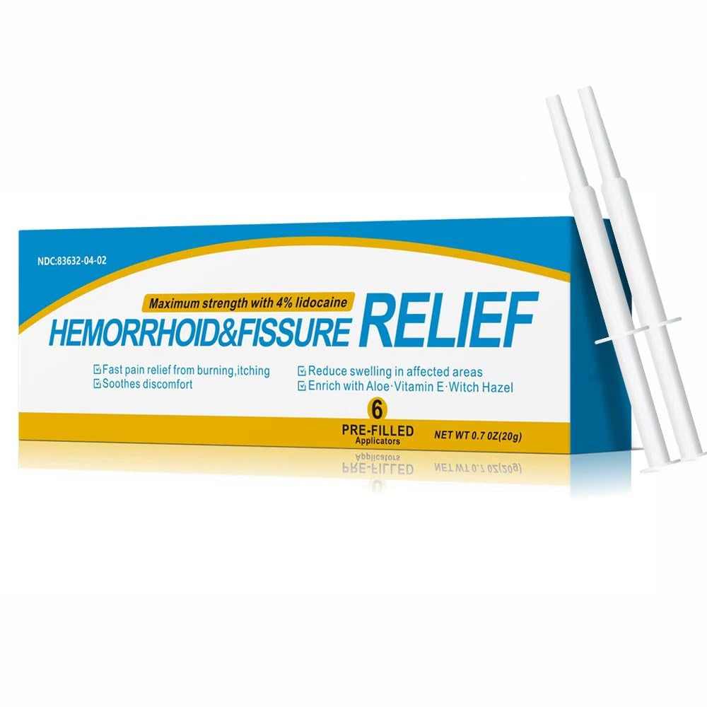 RHAICARE Hemorrhoid and Fissure Treatment Ointment (6 Pre-Filled Pack),Hemorrhoid and Fissure Cream Witch Hazel Maximum Strength Pain Relief,for Itching and Swelling - Maple Wellness Supplements