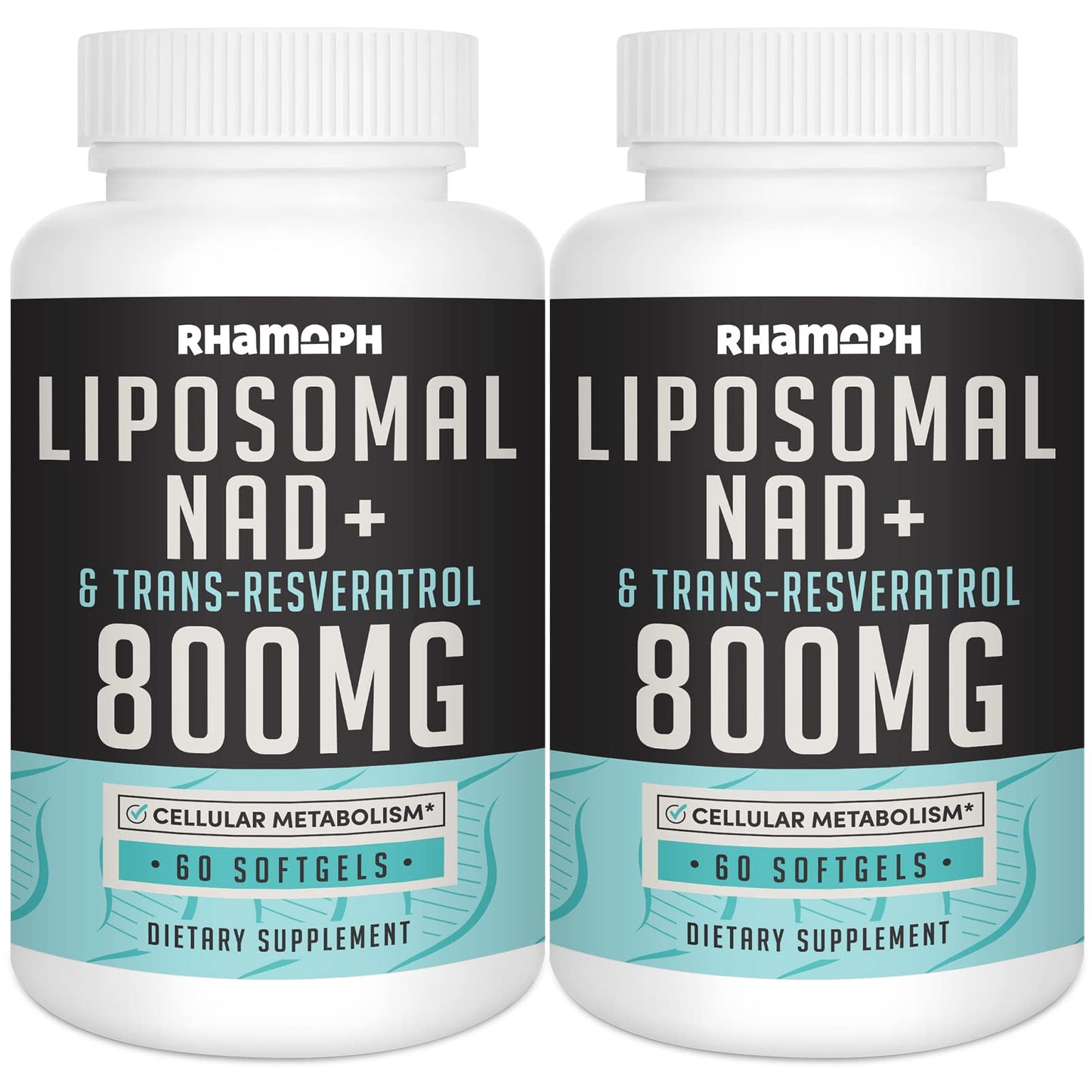 Rhamoph Liposomal NAD+ 800 mg with Trans-Resveratrol 300 mg, Max Absorption, Actual NAD+ Boosting Supplement for Healthy Aging, Cellular Energy, DNA Repair, Longevity - 120 Softgels - Maple Wellness Supplements
