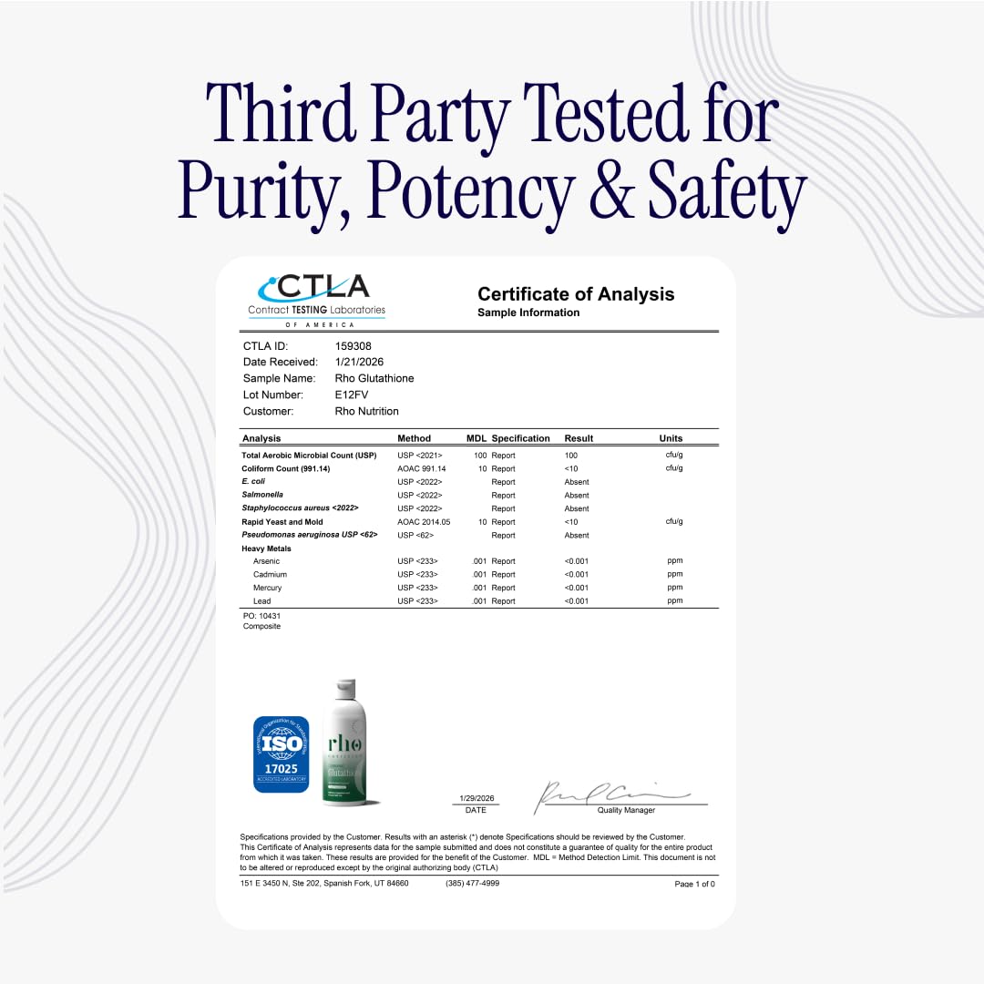 Rho Nutrition Liposomal Glutathione - Ultra High Absorption Liquid Glutathione Supplement - Supports Natural Detoxification, Immune System, Skin Health - Maple Wellness Supplements