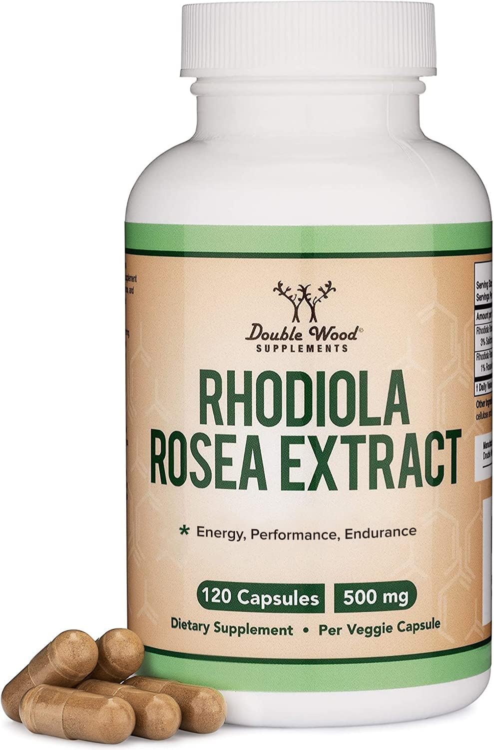 Rhodiola Rosea Supplement 500mg, 120 Vegan Capsules (Third Party Test, Gluten Free, 3% Salidrosides, 1% Rosavins Extract) for Performance, - Maple Wellness Supplements