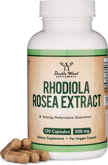Rhodiola Rosea Supplement 500mg, 120 Vegan Capsules (Third Party Test, Gluten Free, 3% Salidrosides, 1% Rosavins Extract) for Performance, - Maple Wellness Supplements