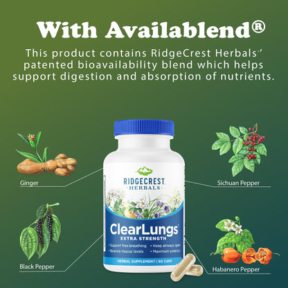 RidgeCrest Herbals ClearLungs Extra Strength, Daily Health Supplement, Natural Lung and Nasal Wellness Formula - Maple Wellness Supplements