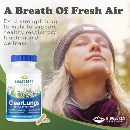 RidgeCrest Herbals ClearLungs Extra Strength, Daily Health Supplement, Natural Lung and Nasal Wellness Formula - Maple Wellness Supplements