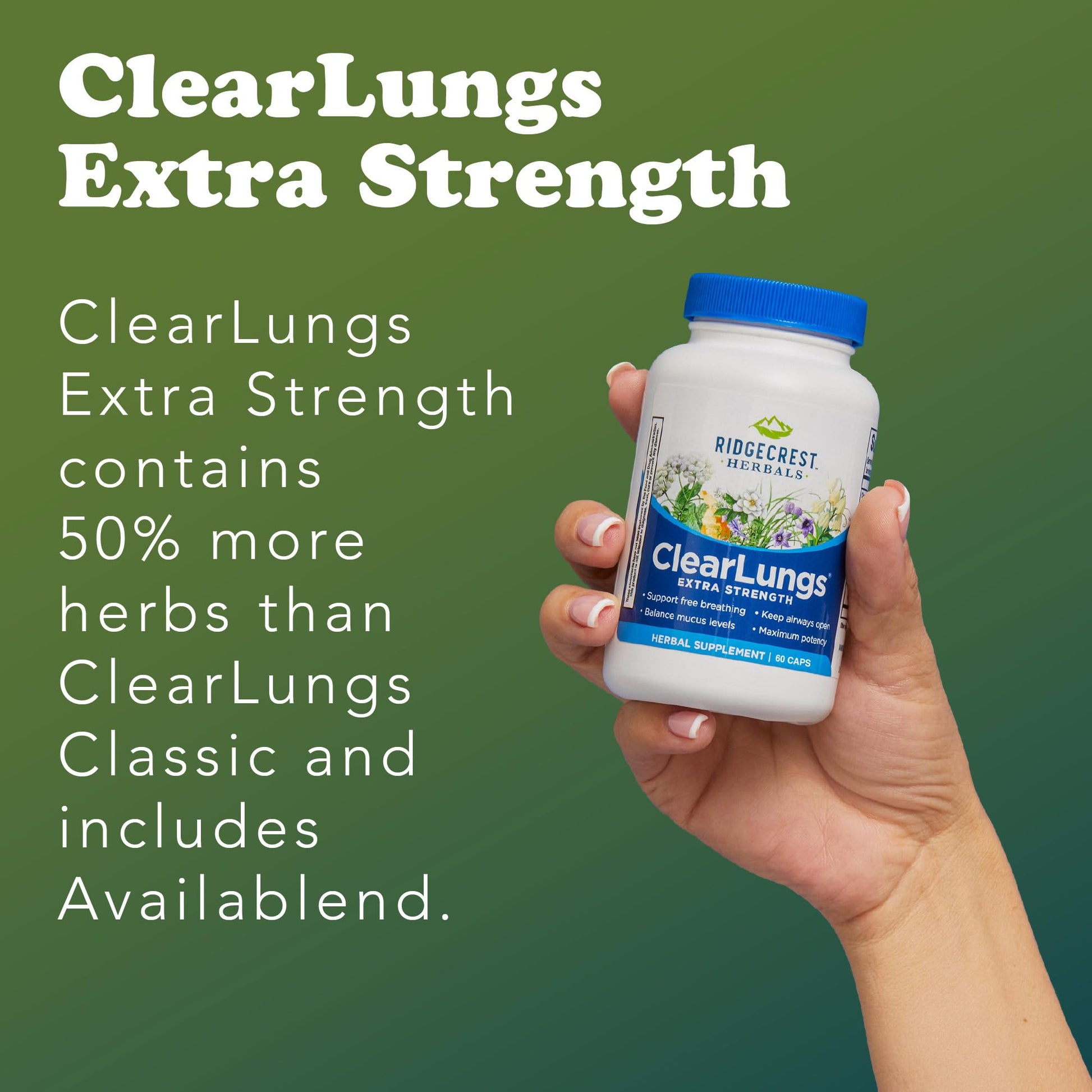 RidgeCrest Herbals ClearLungs Extra Strength, Daily Health Supplement, Natural Lung and Nasal Wellness Formula - Maple Wellness Supplements