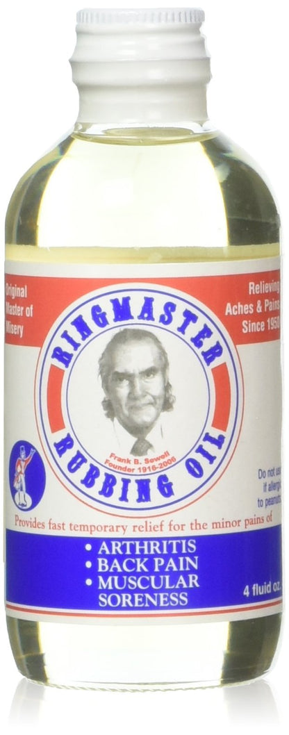 Ringmaster Rubbing Oil – 4 oz Massage Oil for Pain Relief and Muscle Recovery – Warming, Fast Absorbing, Non-Greasy Formula for Sore Muscles and Joint Comfort - Maple Wellness Supplements