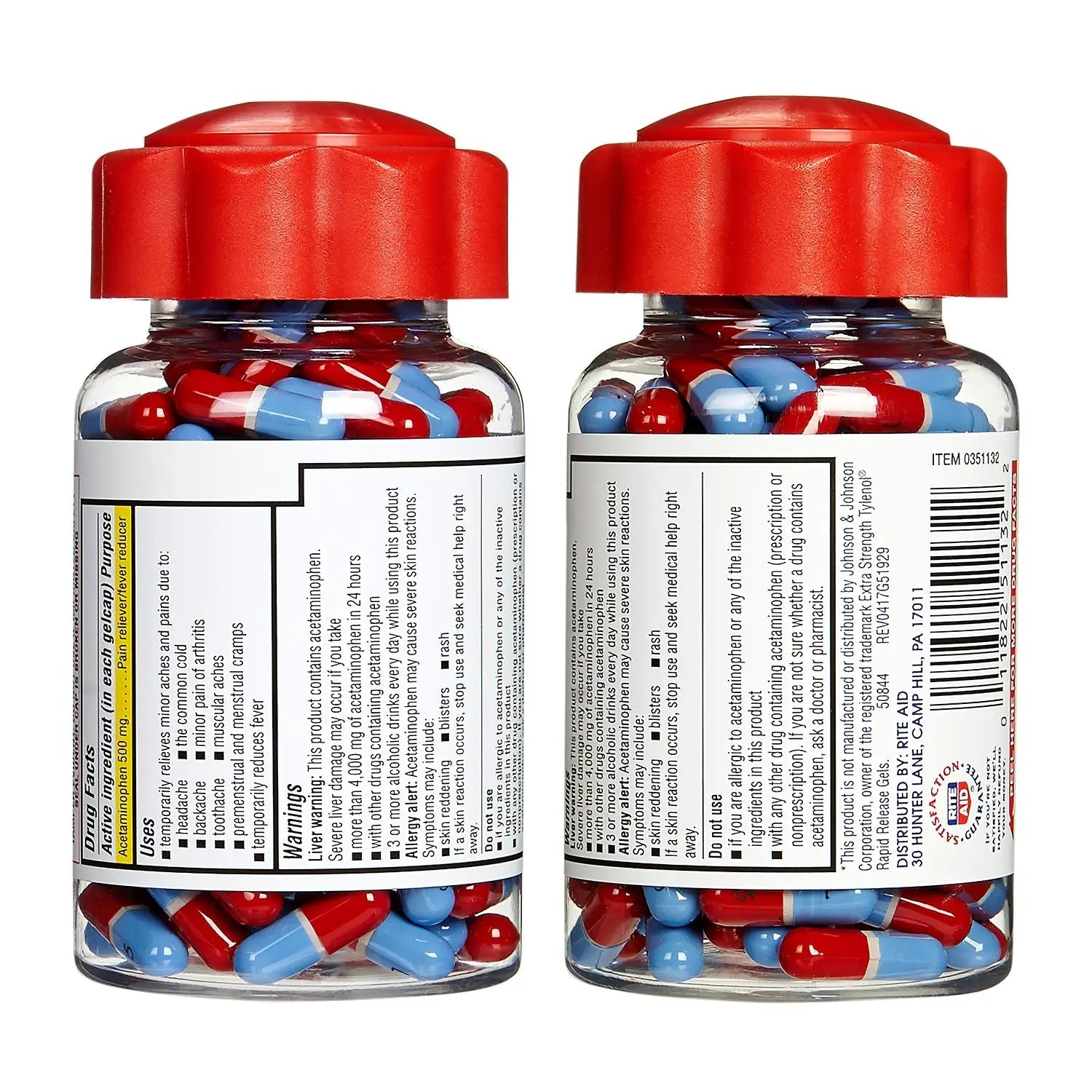 Rite Aid Extra Strength 500mg Acetaminophen Rapid Release Gelcaps - 150 Count | Joint, Muscle, Arthritis, Back Pain Relief - Maple Wellness Supplements
