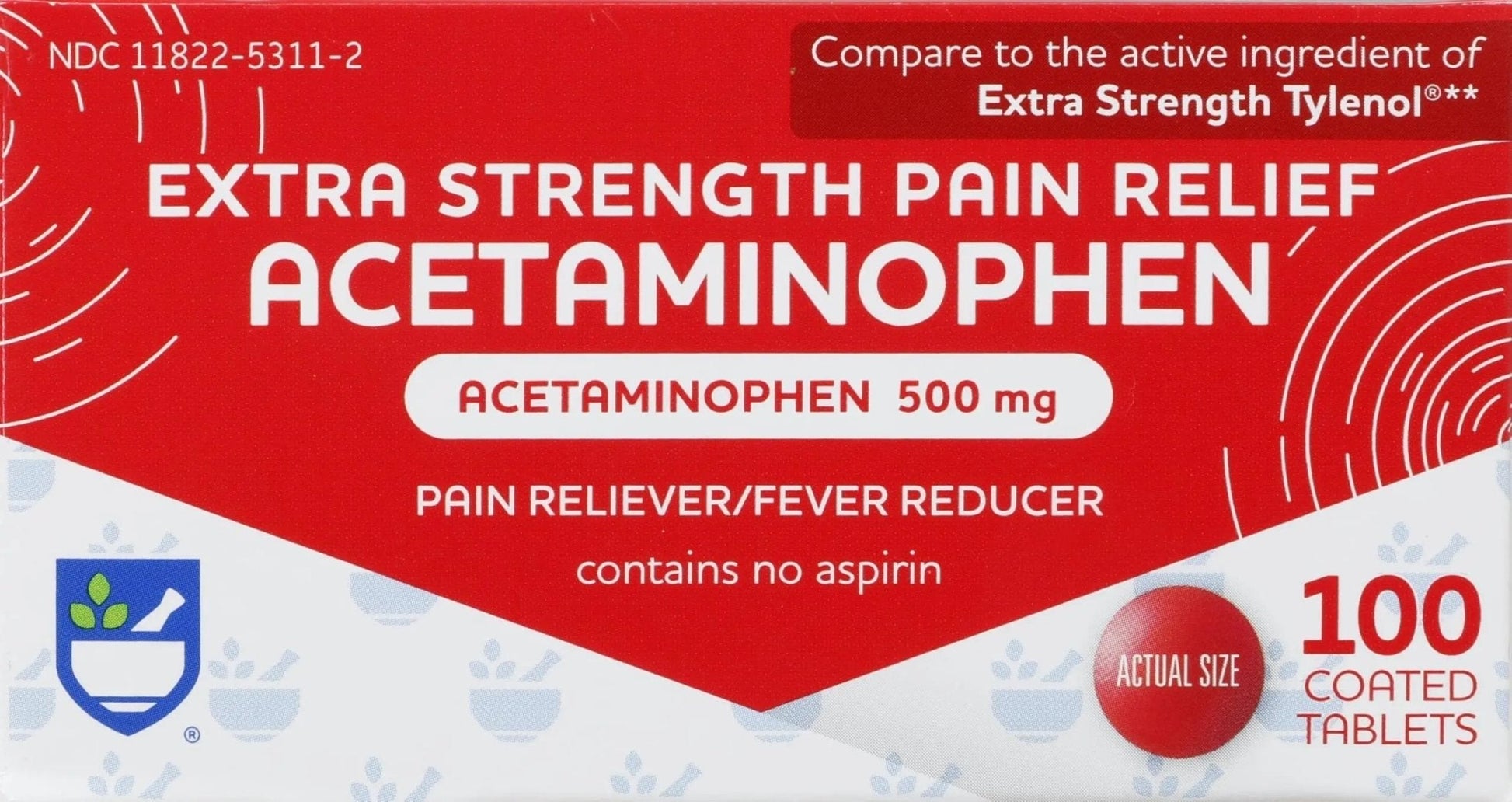 Rite Aid Extra Strength Acetaminophen Easy Tabs Tablets, 500 mg - 100 Count | Pain Reliever & Fever Reducer | Migraine Relief Products | Joint Pain Relief | Muscle Pain Relief | Menstrual Pain Relief - Maple Wellness Supplements