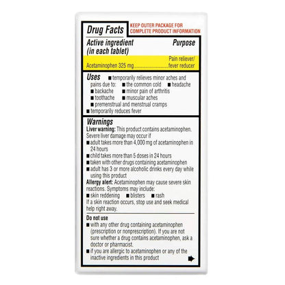 Rite Aid Regular Strength Pain Relief Acetaminophen, 325mg - 100 Tablets | Pain Reliever and Fever Reducer | Joint Pain Relief | Muscle Pain Relief | Arthritis Pain Relief | Back Pain Relief Products - Maple Wellness Supplements