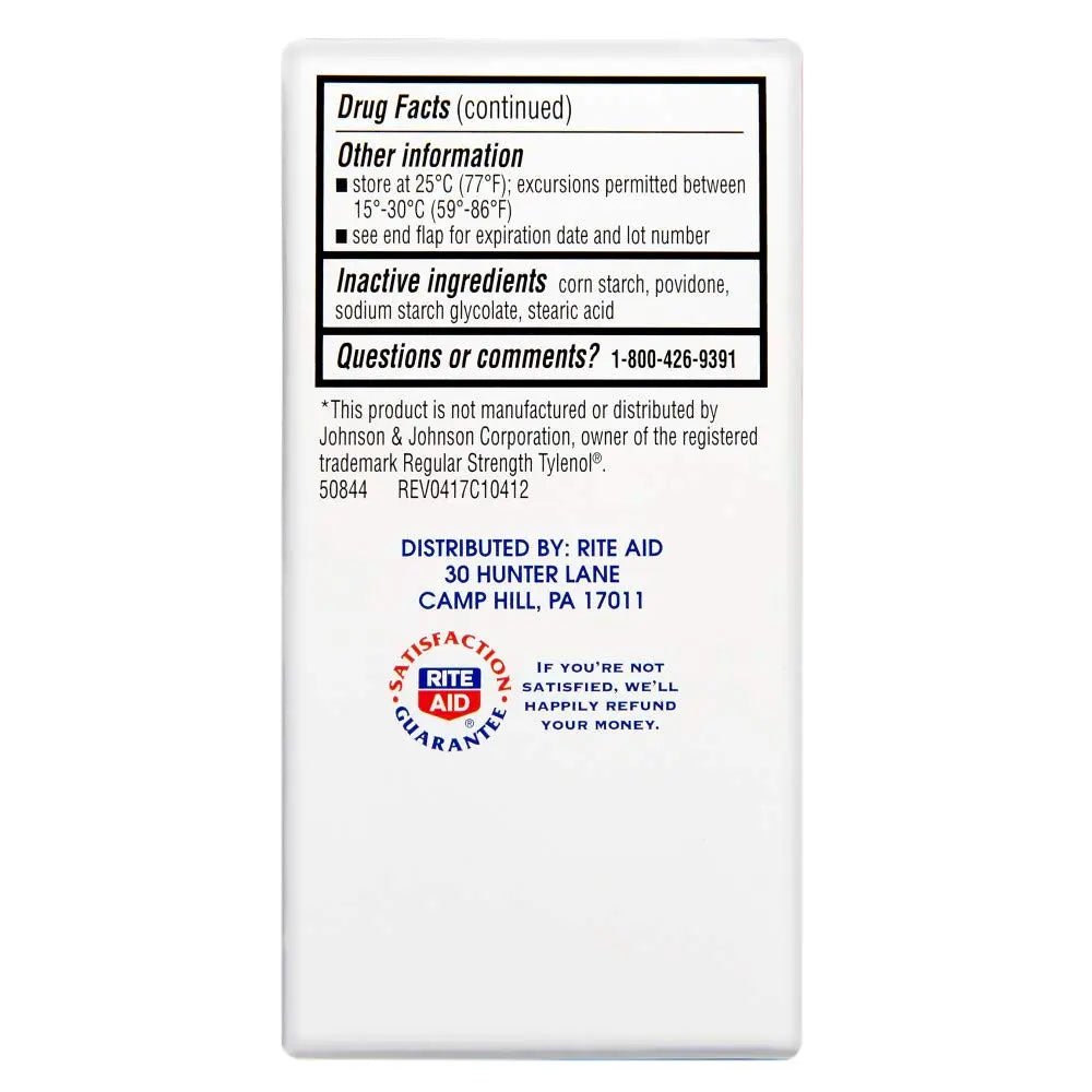 Rite Aid Regular Strength Pain Relief Acetaminophen, 325mg - 100 Tablets | Pain Reliever and Fever Reducer | Joint Pain Relief | Muscle Pain Relief | Arthritis Pain Relief | Back Pain Relief Products - Maple Wellness Supplements