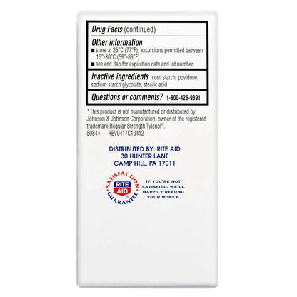 Rite Aid Regular Strength Pain Relief Acetaminophen, 325mg - 100 Tablets | Pain Reliever and Fever Reducer | Joint Pain Relief | Muscle Pain Relief | Arthritis Pain Relief | Back Pain Relief Products - Maple Wellness Supplements