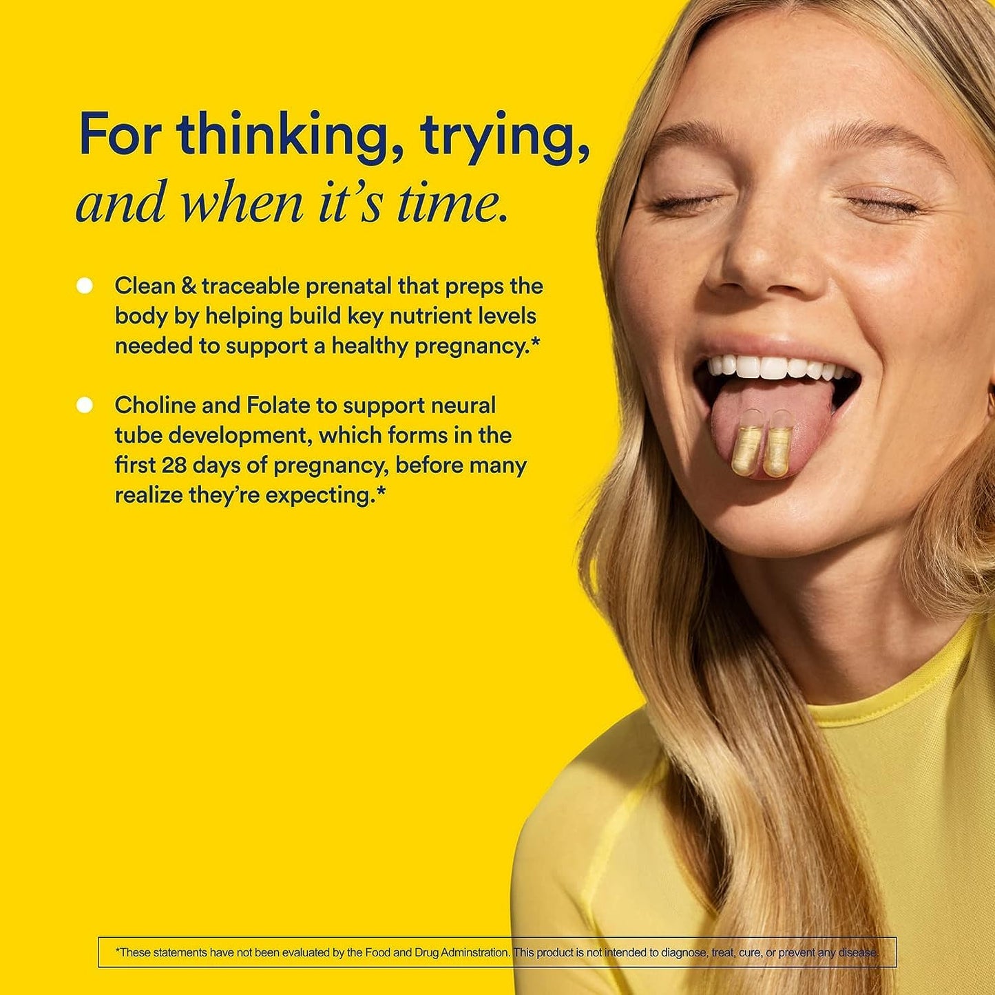 Ritual Essential for Women Prenatal Multivitamin: Folate & Choline for Neural Tube Support, Omega-3 DHA for Fetal Brain Development, Iron, Calcium-Helper D3 & K2, Non-GMO, Vegan, Citrus, 30 Days - Maple Wellness Supplements