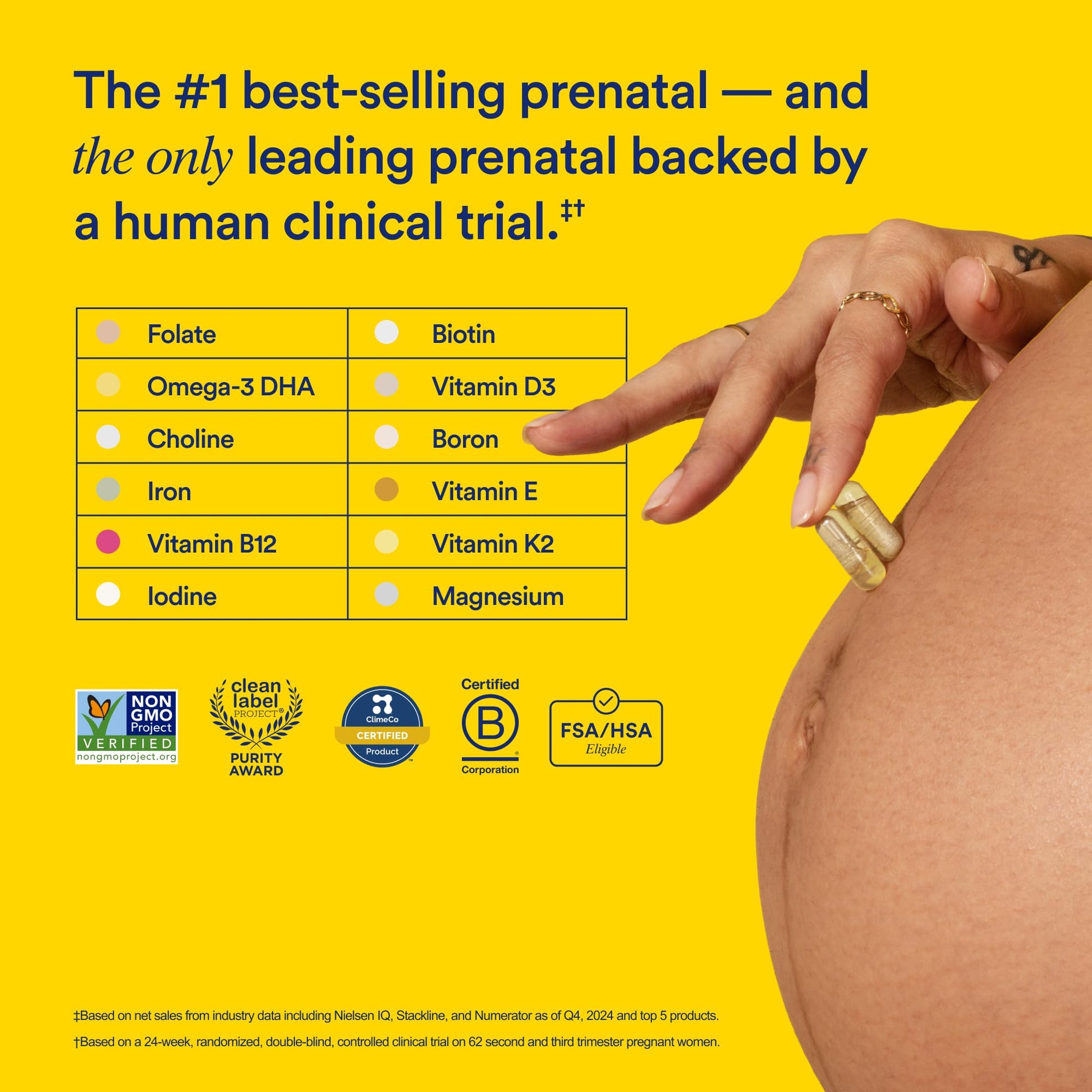 Ritual Essential for Women Prenatal Multivitamin: Folate & Choline for Neural Tube Support, Omega-3 DHA for Fetal Brain Development, Iron, Calcium-Helper D3 & K2, Non-GMO, Vegan, Citrus, 30 Days - Maple Wellness Supplements