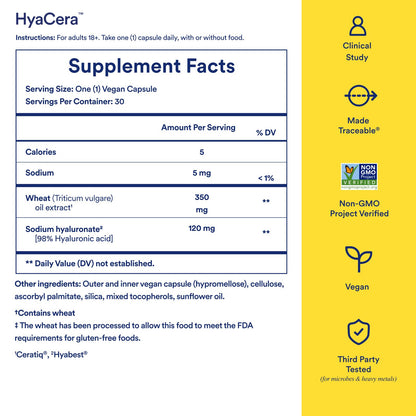 Ritual HyaCera Skin Supplement for Wrinkle Support, with Hyabest® and Ceratiq® for Skin Hydration Support, Hyaluronic Acid, Glycolipids, Ceramides, Gluten Free, Non GMO, Vanilla Essence, 30 Day Supply - Maple Wellness Supplements