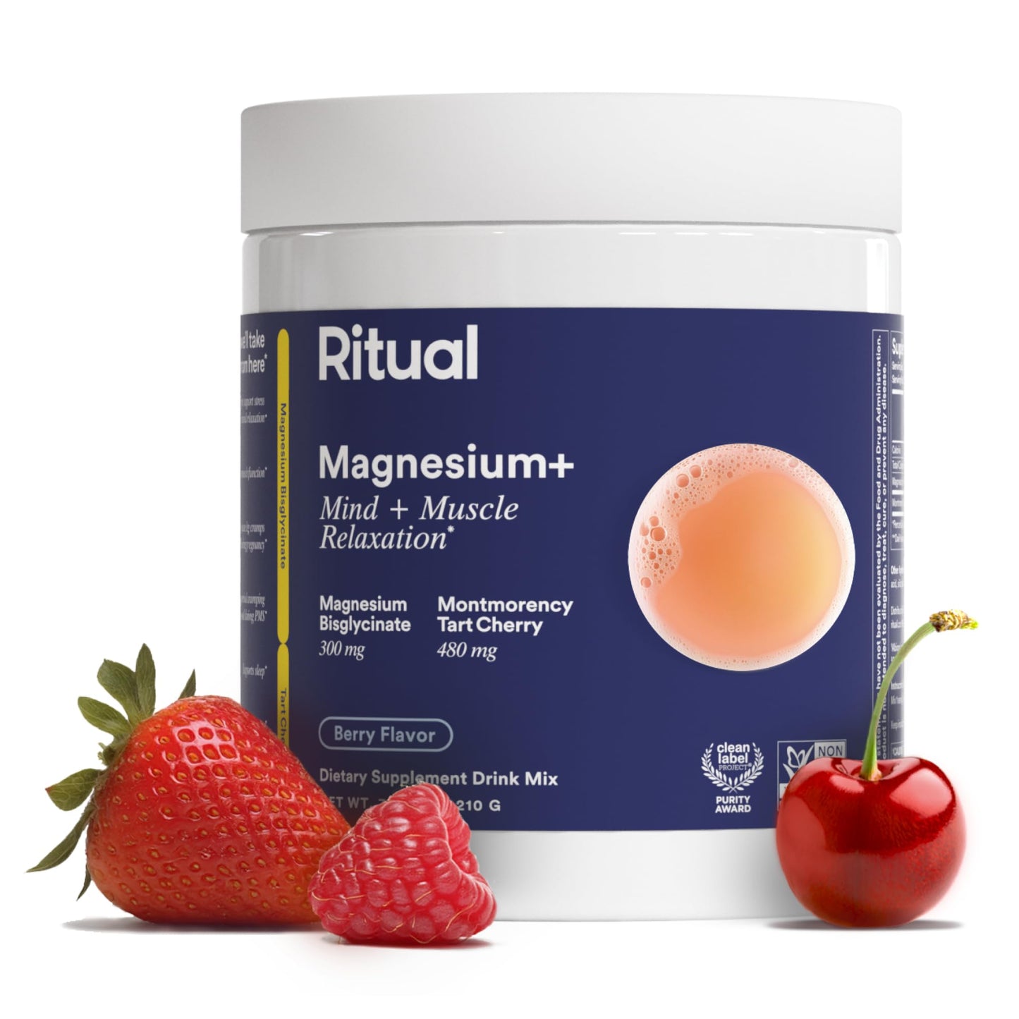 Ritual Magnesium+ Drink Mix Supplement | 2-in-1 Science-Backed Tart Cherry & Gentle on Stomach Magnesium Bisglycinate | Formulated for Mind & Muscle Relaxation | Supports Sleep & Calm | 30 Servings - Maple Wellness Supplements