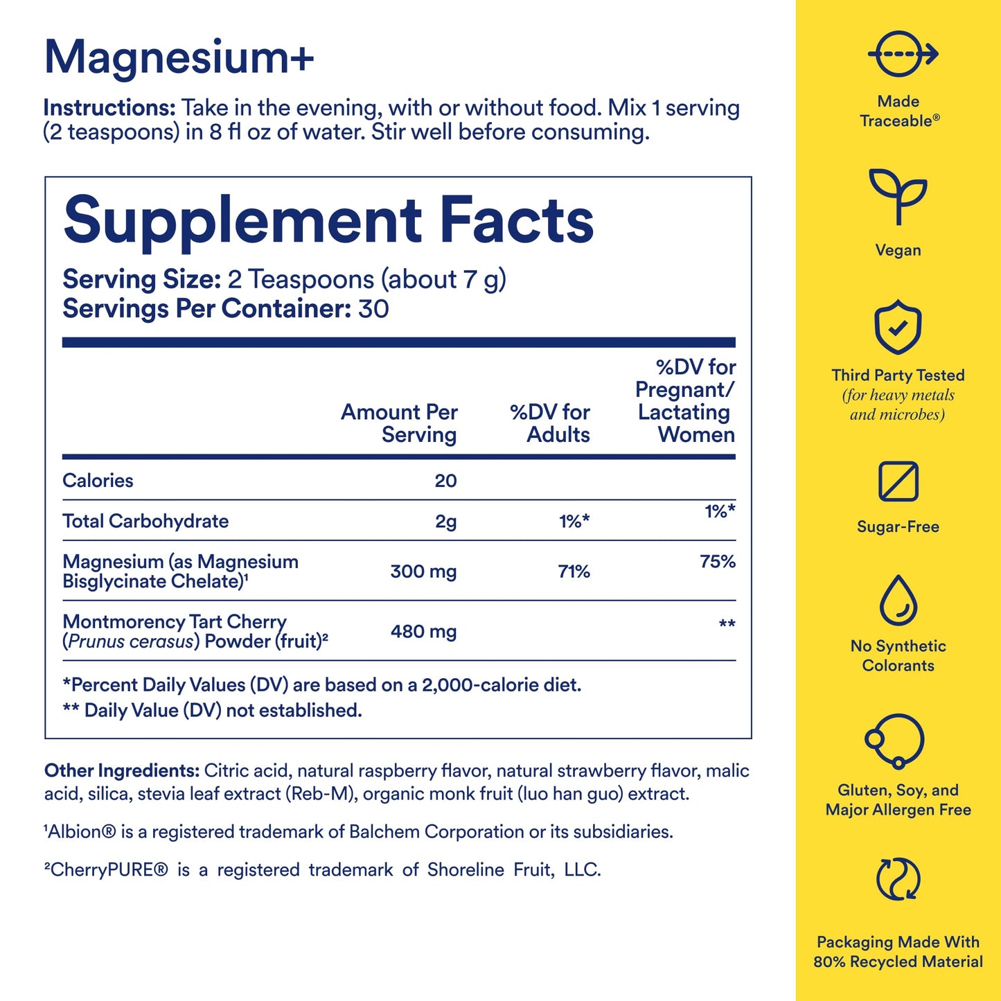 Ritual Magnesium+ Drink Mix Supplement | 2-in-1 Science-Backed Tart Cherry & Gentle on Stomach Magnesium Bisglycinate | Formulated for Mind & Muscle Relaxation | Supports Sleep & Calm | 30 Servings - Maple Wellness Supplements