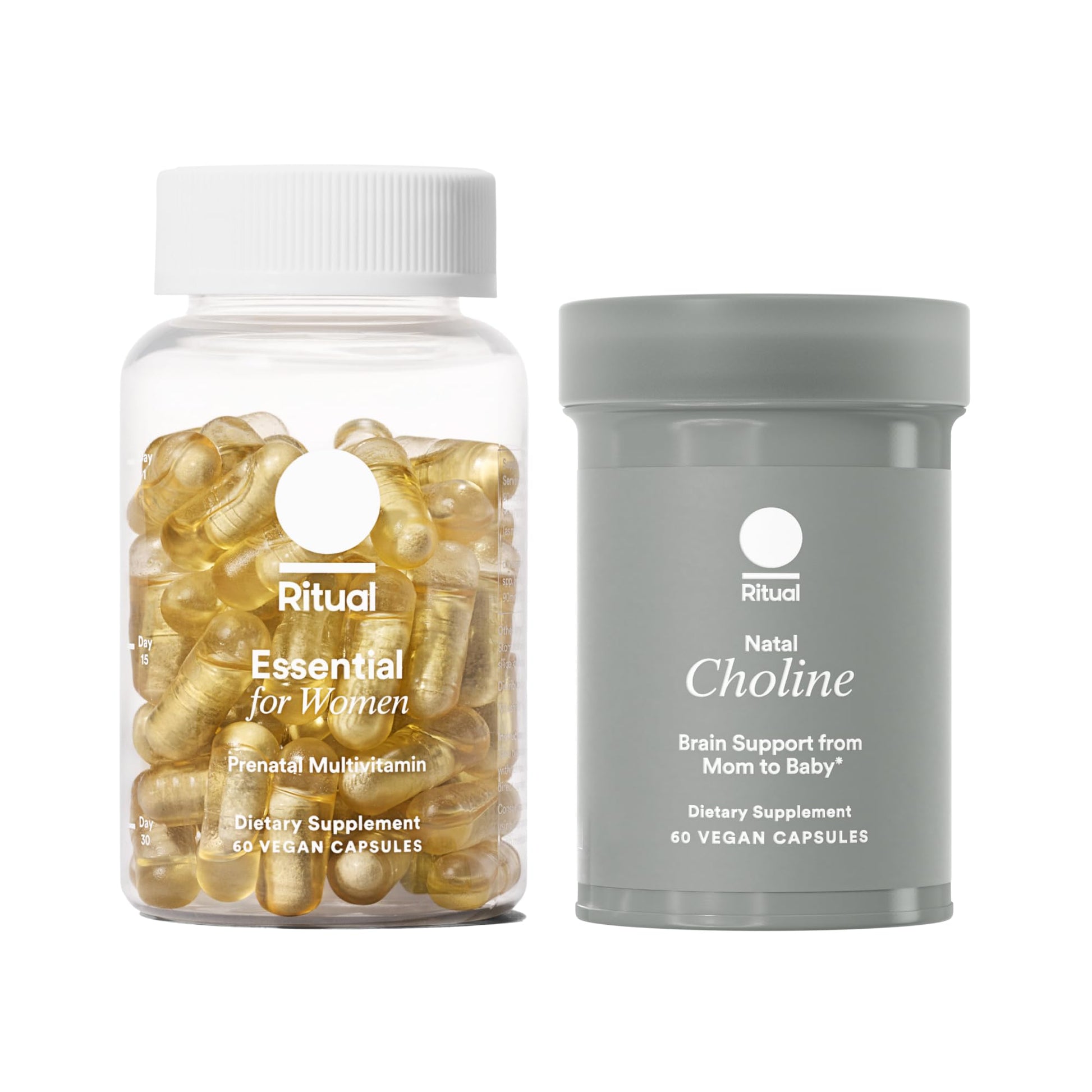 Ritual Mom-to-Baby Set with Prenatal Vitamins and Natal Choline Supplements, Supports Pregnancy, Baby's Cognitive Function, Fetal Brain Development, 30 Day Supply - Maple Wellness Supplements