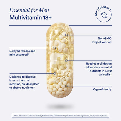 Ritual Multivitamin for Men 18+ with Zinc, Vitamin A and D3 for Immune Function Support*, Omega-3 DHA, B12, K2 - Maple Wellness Supplements