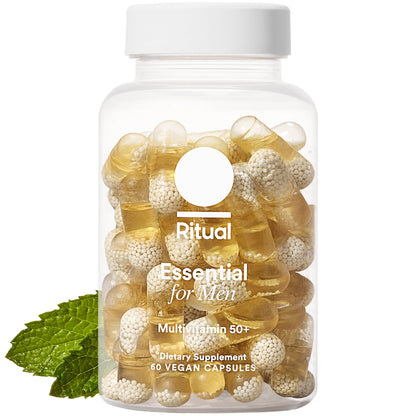 Ritual Multivitamin for Men 50+, Vegan, with Zinc, Vitamin A and D3 for Immune Function Support*, Omega-3 DHA, B12, K2, Gluten Free, Non-GMO, Mint Essenced, 30 Day Supply - Maple Wellness Supplements