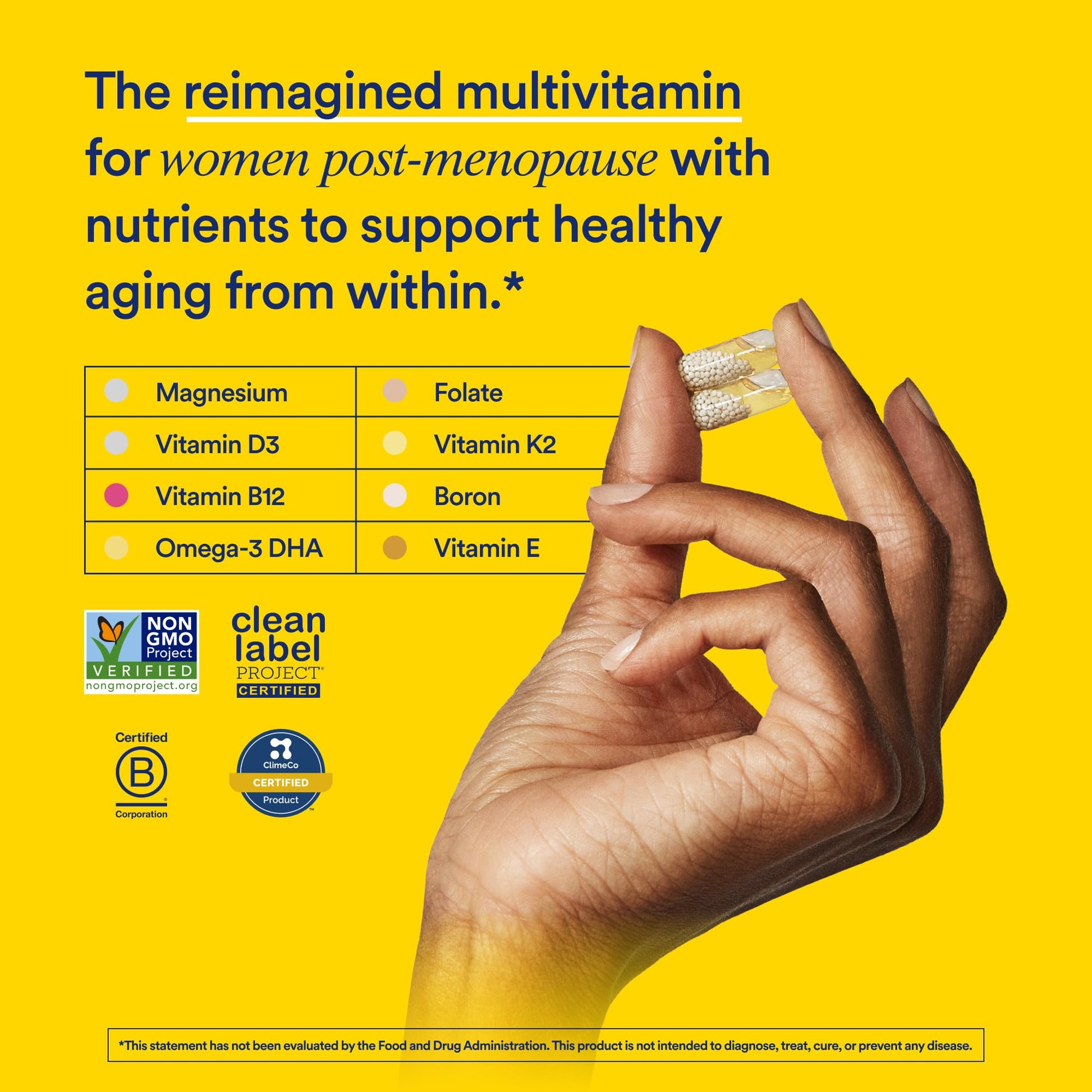 Ritual Multivitamin for Women 50+, Menopause Supplements with Vitamin D3, K2 and Magnesium for Bone Support*, Omega-3 DHA, Vitamin B12, Non-GMO, Mint Essenced, 30 Day Supply, 60 Vegan Capsules - Maple Wellness Supplements