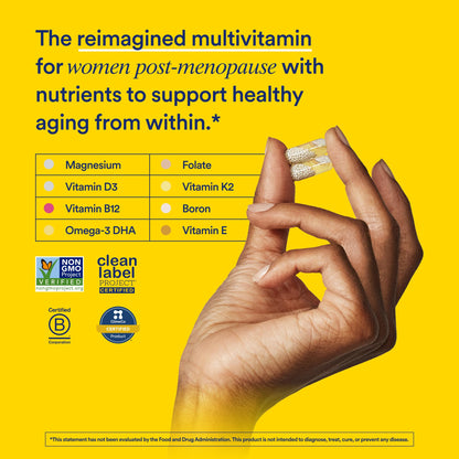 Ritual Multivitamin for Women 50+, Menopause Supplements with Vitamin D3, K2 and Magnesium for Bone Support*, Omega-3 DHA, Vitamin B12, Non-GMO, Mint Essenced, 30 Day Supply, 60 Vegan Capsules - Maple Wellness Supplements