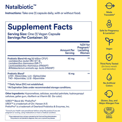 Ritual Natalbiotic™ Microbiome Support†* Biotics for Mom & Baby. Formulated to Support Digestive Health, Vaginal Health, and Baby’s Immune Health.* Designed with OB/GYNs‡. Non-GMO, Vegan, 30 Days - Maple Wellness Supplements