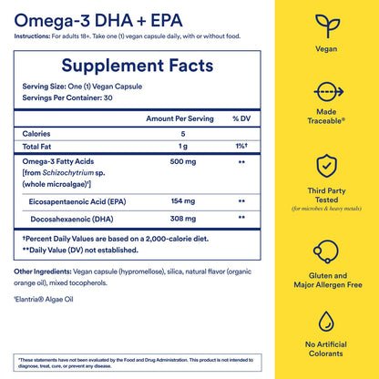 Ritual Omega 3 - Vegan - Science-Backed Dose of DHA & EPA Fatty Acids in 2:1 Ratio, Bioavailable, Brain and Heart Health Support, Minimal Burp-Back, Sustainably Sourced Microalgae, 30 Day Supply - Maple Wellness Supplements