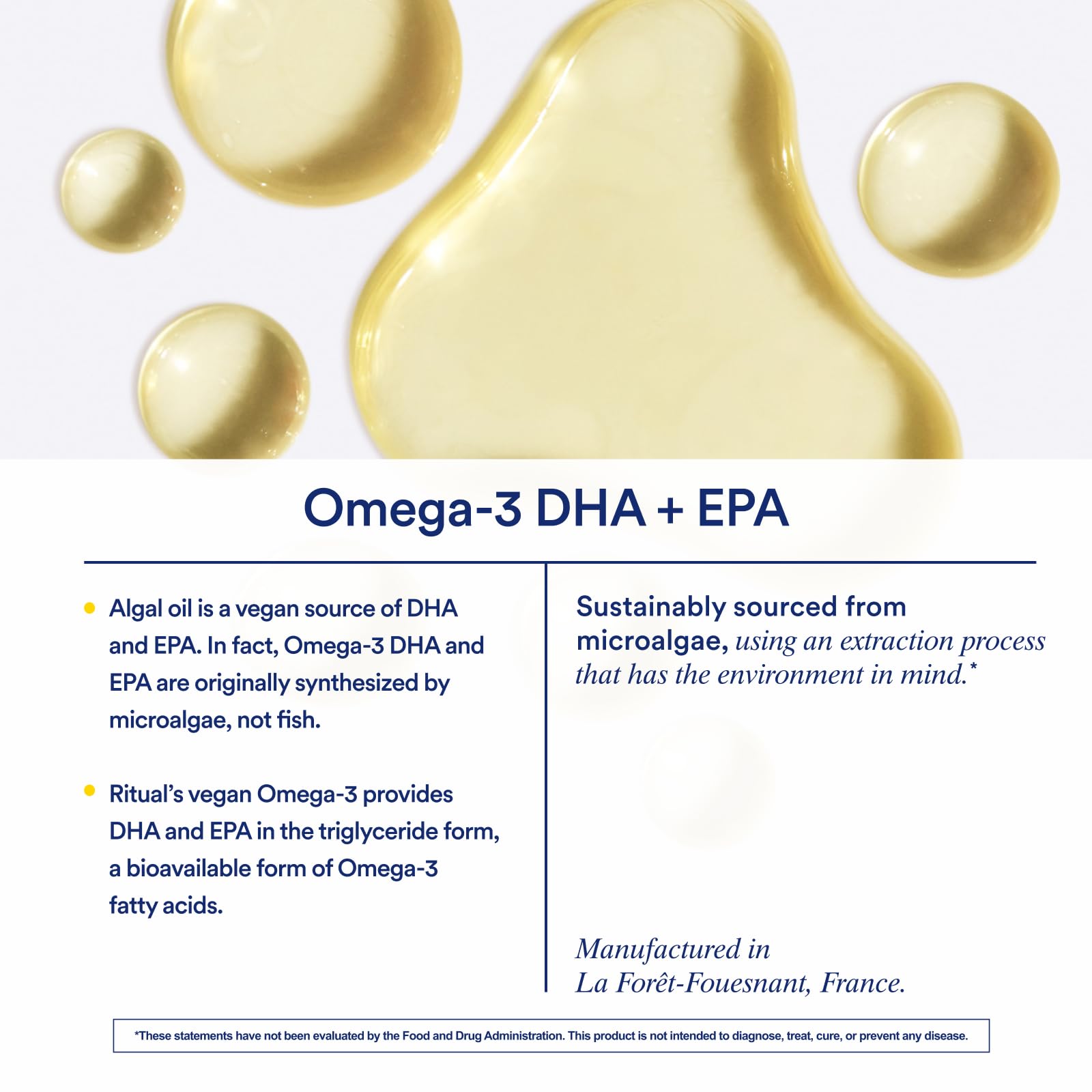 Ritual Omega 3 - Vegan - Science-Backed Dose of DHA & EPA Fatty Acids in 2:1 Ratio, Bioavailable, Brain and Heart Health Support, Minimal Burp-Back, Sustainably Sourced Microalgae, 30 Day Supply - Maple Wellness Supplements