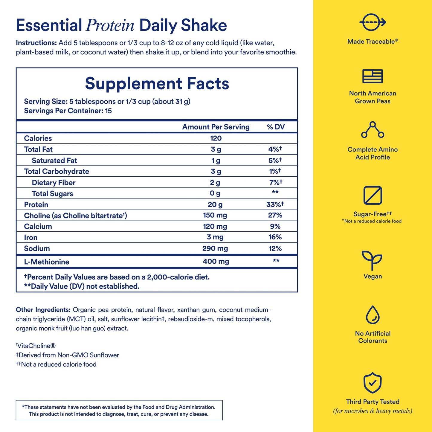 Ritual Pea Protein Powder with BCAA: 20g Organic Vegan Plant-Based Protein from Regenerative Farms in North America, Complete Amino Acid Profile, Gluten Free, Sugar Free‡, Dairy Free, Vanilla, 1 Lbs - Maple Wellness Supplements