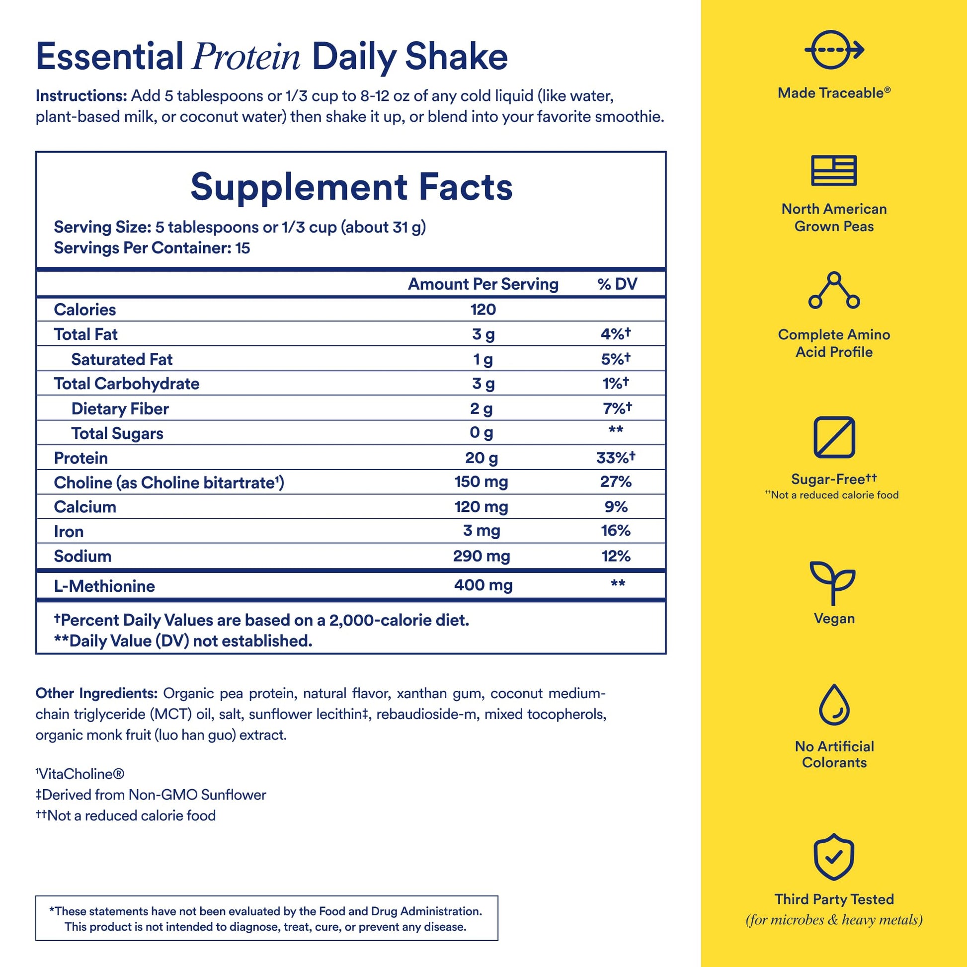 Ritual Pea Protein Powder with BCAA: 20g Organic Vegan Plant-Based Protein from Regenerative Farms in North America, Complete Amino Acid Profile, Gluten Free, Sugar Free‡, Dairy Free, Vanilla, 1 Lbs - Maple Wellness Supplements