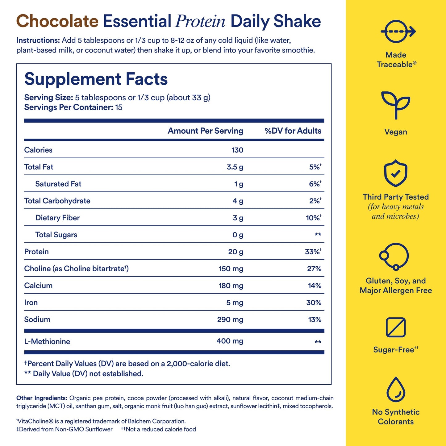 Ritual Pea Protein Powder with BCAA: 20g Organic Vegan Plant-Based Protein from Regenerative Farms in North America, Complete Amino Acid Profile, Gluten Free, Sugar Free‡, Dairy Free, Chocolate, 1 Lbs - Maple Wellness Supplements