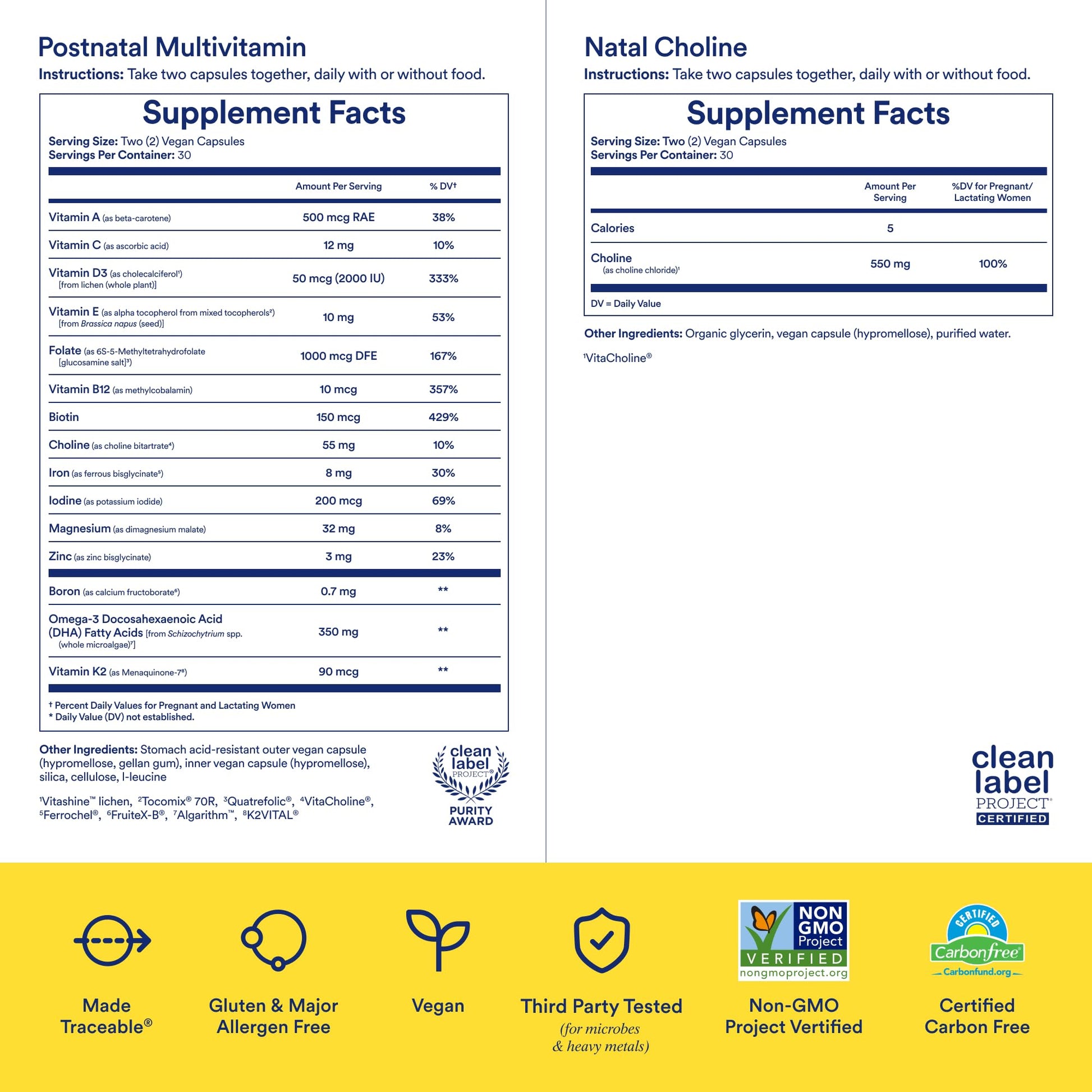 Ritual Postnatal Mom-to-Baby Set, Postpartum Multivitamin and Natal Choline Supplements, Supports Lactation, Immune Function, and Baby's Cognitive Function - Maple Wellness Supplements
