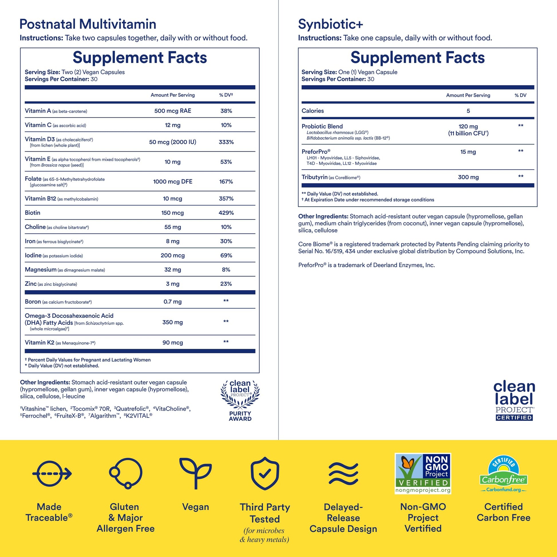 Ritual Postnatal Multivitamin and Gut Duo Supplements with Postnatal Vitamins and Synbiotic+: 3-in-1 Probiotic, Prebiotic, Postbiotic, Supports Lactation, and Gut Health, 30 Day Supply - Maple Wellness Supplements