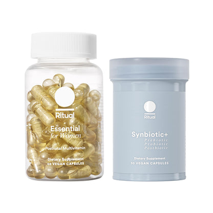 Ritual Postnatal Multivitamin and Gut Duo Supplements with Postnatal Vitamins and Synbiotic+: 3-in-1 Probiotic, Prebiotic, Postbiotic, Supports Lactation, and Gut Health, 30 Day Supply - Maple Wellness Supplements