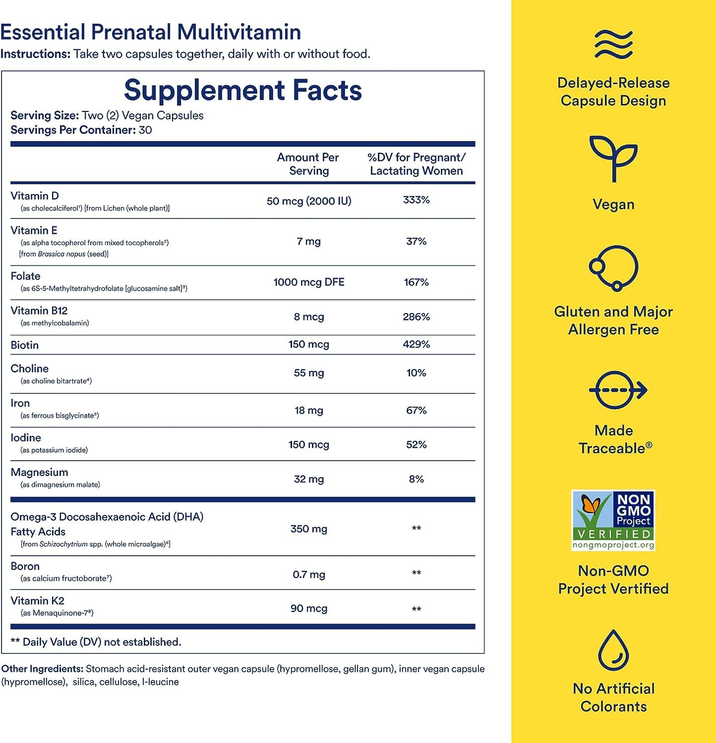 Ritual Prenatal Multivitamin For Women - Key Essential Vitamins and Minerals To Support Mom and Baby During Pregnancy* - Folate, Choline, Omega-3 DHA - Maple Wellness Supplements