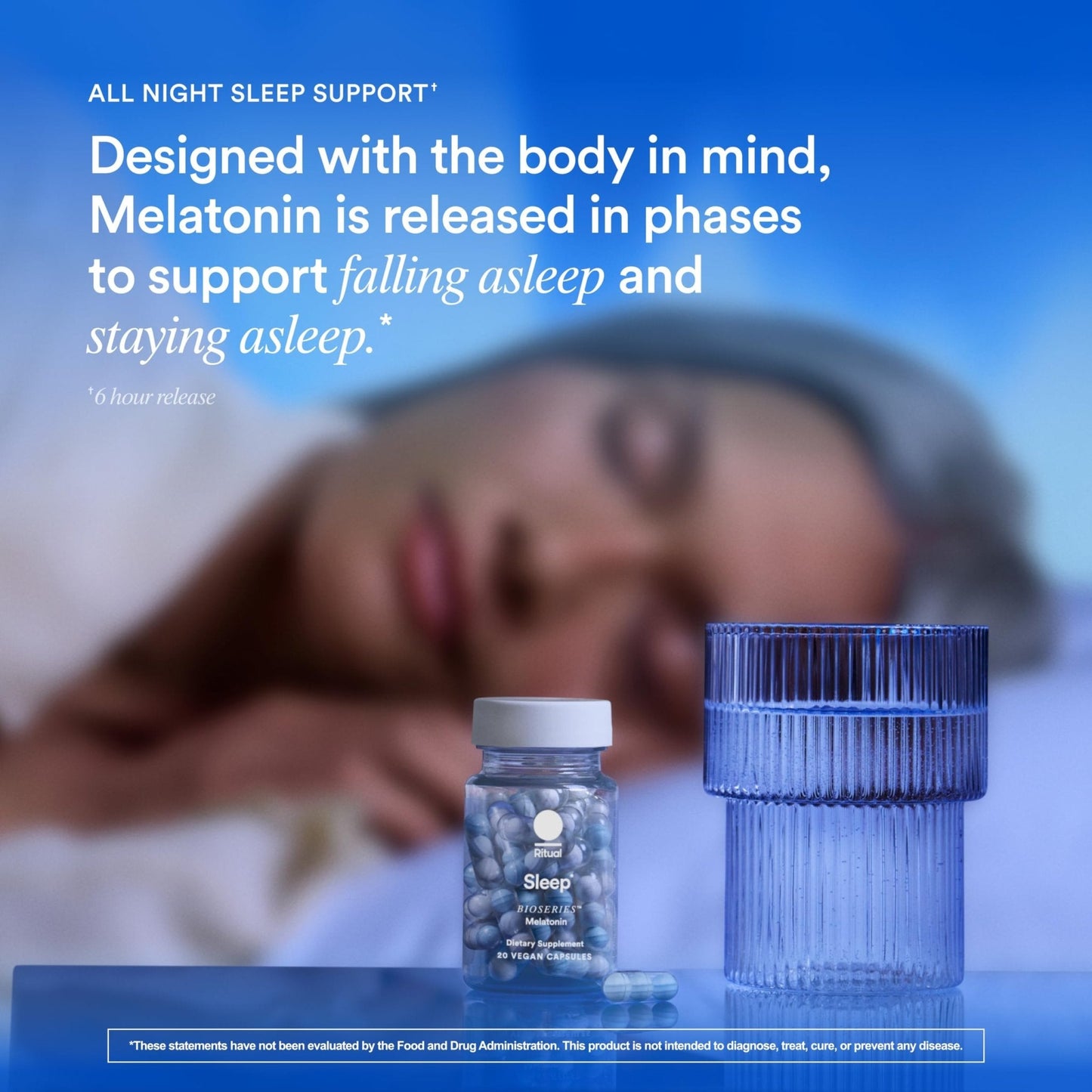 Ritual Sleep BioSeries™ Melatonin: Sleep Aid for Adults, Sleep Supplement with Time Released Capsules, Drug Free Sleep Vitamins for Adults for All Night Sleep Support, 20 Capsules - Maple Wellness Supplements