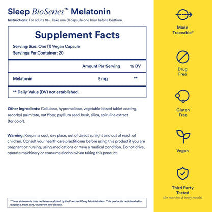 Ritual Sleep BioSeries™ Melatonin: Sleep Aid for Adults, Sleep Supplement with Time Released Capsules, Drug Free Sleep Vitamins for Adults for All Night Sleep Support, 20 Capsules - Maple Wellness Supplements