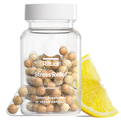 Ritual Stress Relief Supplement Shoden® Ashwagandha, Suntheanine® L-Theanine, and Saffron as affron®* BioSeries with 8-Hour Release to Support Natural Cortisol Response and Promote Calm, 30 Day - Maple Wellness Supplements