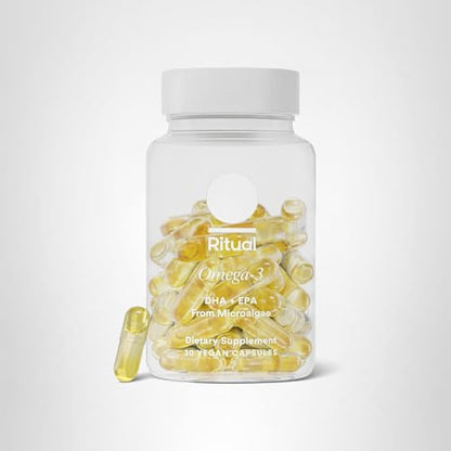 Ritual Vegan Omega 3 Supplement - Science-Backed Dose of DHA and EPA - Bioavailable Omega-3 from Algae Oil - Brain, Heart, and Eye Health Support - Maple Wellness Supplements
