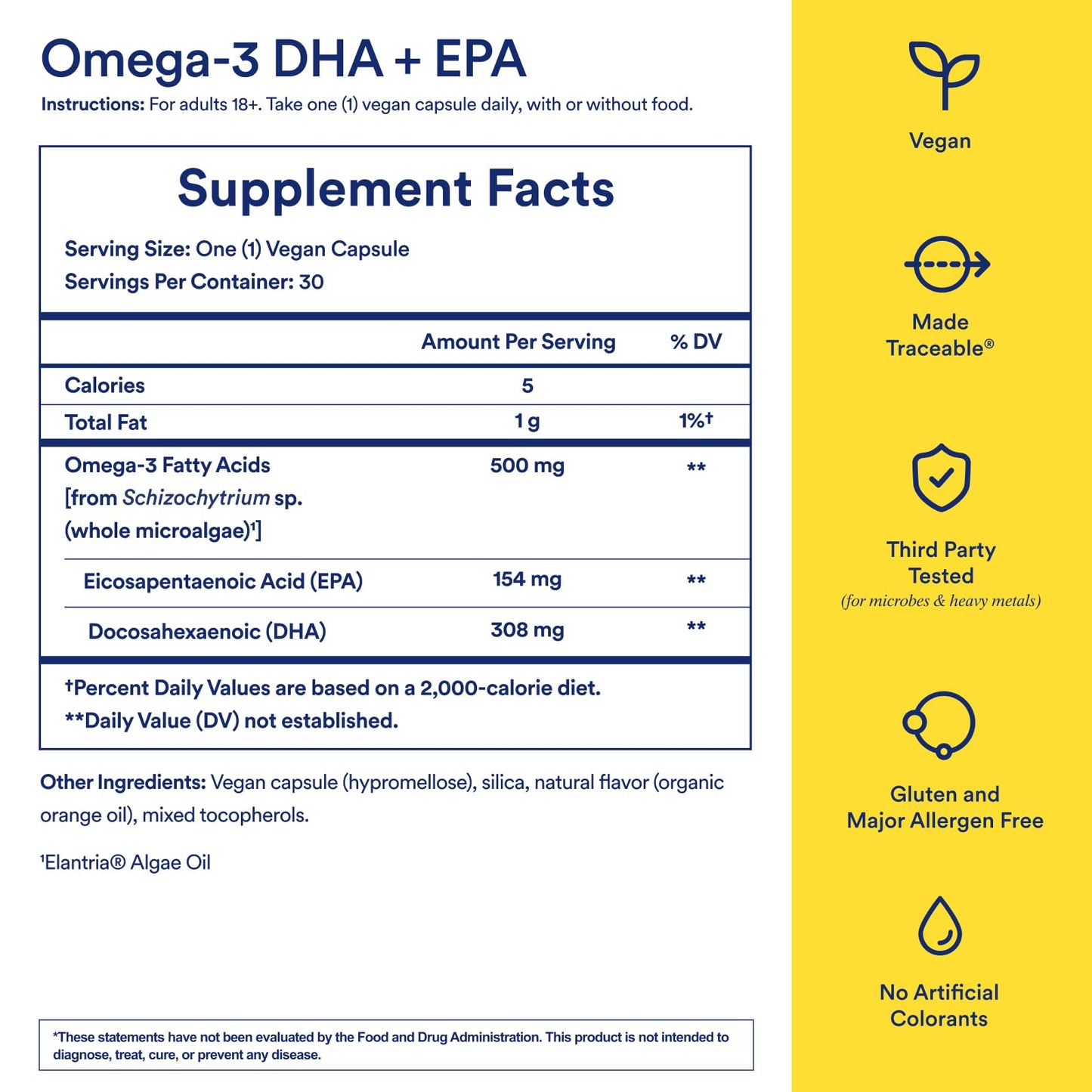 Ritual Vegan Omega 3 Supplement - Science-Backed Dose of DHA and EPA - Bioavailable Omega-3 from Algae Oil - Brain, Heart, and Eye Health Support - Maple Wellness Supplements