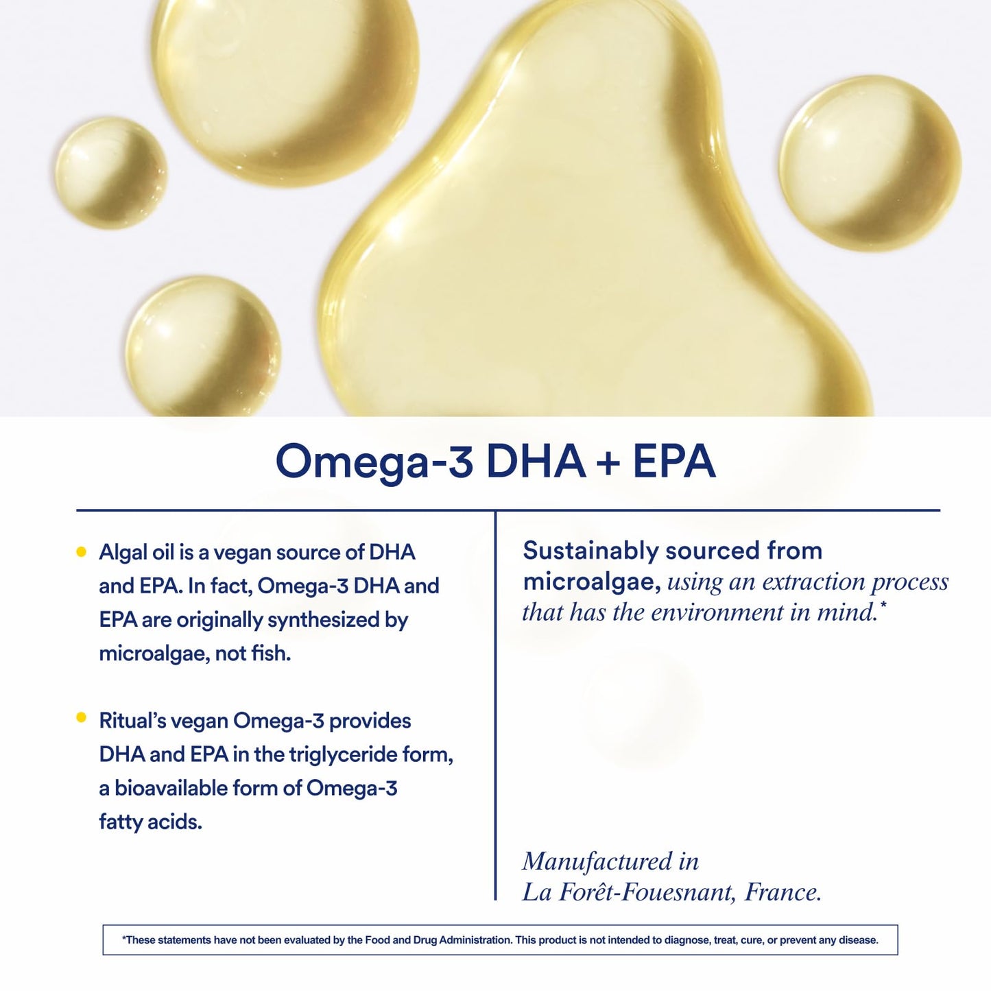 Ritual Vegan Omega 3 Supplement - Science-Backed Dose of DHA and EPA - Bioavailable Omega-3 from Algae Oil - Brain, Heart, and Eye Health Support - Maple Wellness Supplements