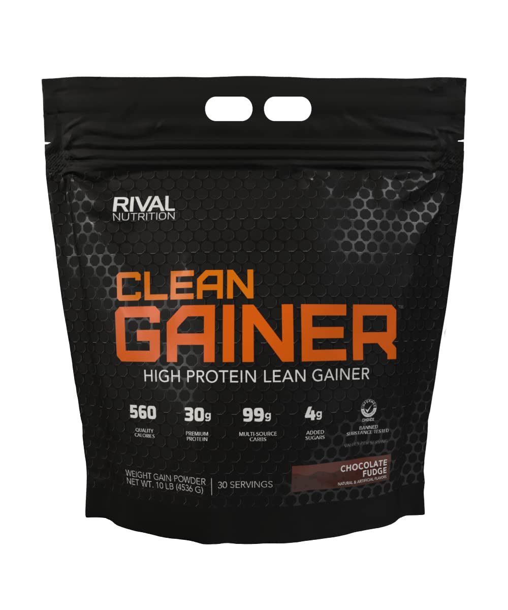 Rivalus Clean Gainer - Chocolate Fudge 10 Pound - Delicious Lean Mass Gainer - Maple Wellness Supplements
