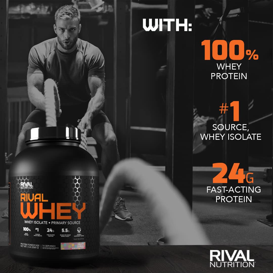 Rivalus Rivalwhey – Fruity Cereal 2lb - 100% Whey Protein, Whey Protein Isolate Primary - Maple Wellness Supplements